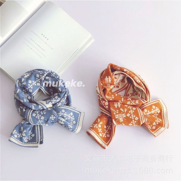 

personalized jacquard robot children's cashmere like scarf autumn and winter soft baby color matching neck, Red;brown