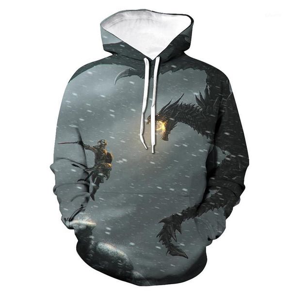 

fashion game hoodies the elder scrolls skyrim 3d printed hooded sweatshirt pullover men women sports casual hip hop hoodie 1, Black
