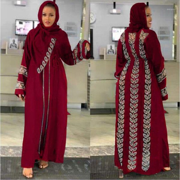 

md bangladesh muslim hijab abayas women dubai caftan robe plus size boubou woman jalabiya turkish dresses diamond gown islam1, Red