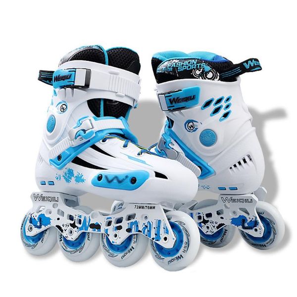 

inline & roller skates quality professional men skating shoes sliding patines blue whihte 4 wheels sneakers