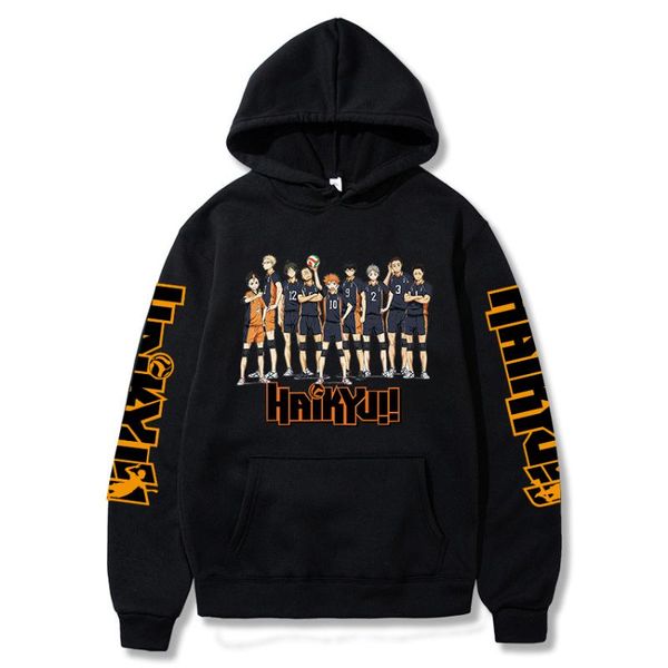 

2020 haikyuu cosplay hoodie harajuku sweatshirt karasuno high school pullover hooded sportswear hoodie unisex, Black