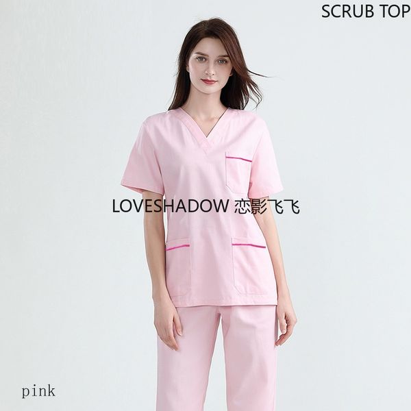 

plug size s-4xl women uniforms v neck scrub short sleeve workwear clothing spa work uniforms pharmacy clinic costume cotton, White