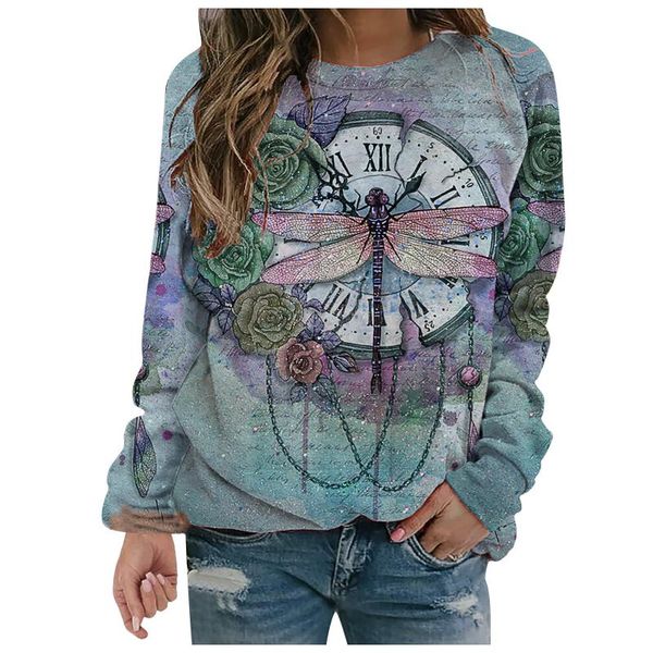

capucha para mujer autumn women hoodie casual butterfly printing long sleeve sweatshirt pullover shirts blouse, Black