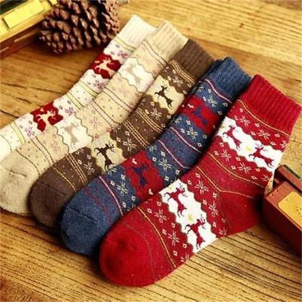 

deer sock winter wool christmas cute snowflake gift warm women socks