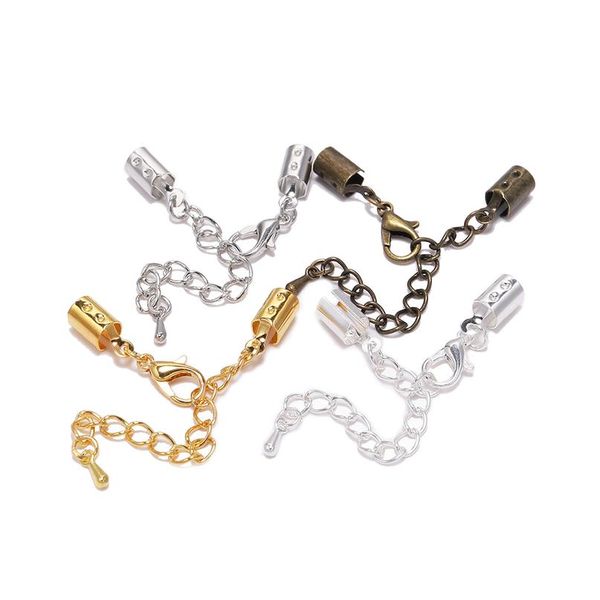 

10 шт. / лот 5 мм шнурные зажимы конечные крышки с лобстером цепные соединения круглые кожаные шнуры разъемы для ювелирных изделий, Silver