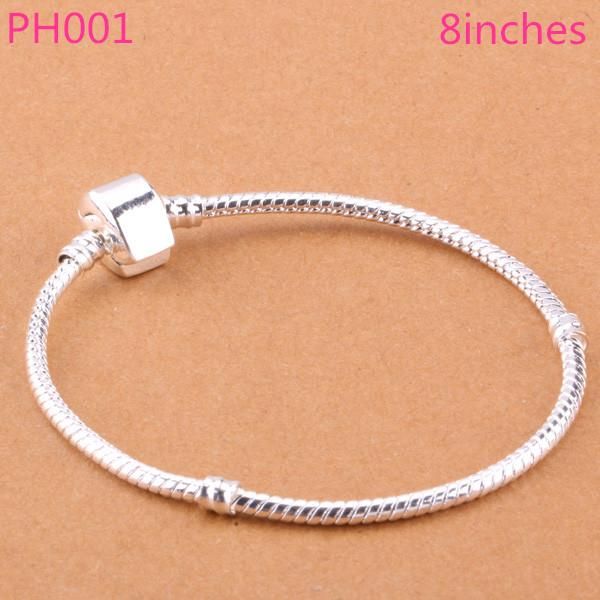 

silver plated 2020 new arrival bracelet snake chain screw european silver charms beads /undztqob, Black