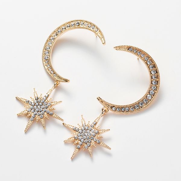 

yiwu jewelry acrylic diamond moon star long earrings women's fashion personalized earrings, Golden