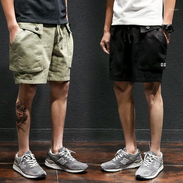 

harajuku shorts men hip hop modis cargo shorts male loose leisure kpop solid hombre army green joggers beach mens1, White;black
