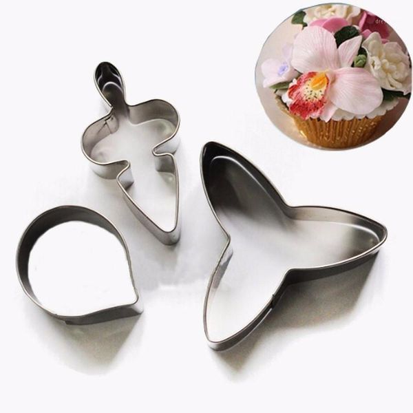 

3pcsgumpaste butterfly orchid double veiner set sugar flower mould butterfly orchid petal flower cutter fondant sugarcraft mould1