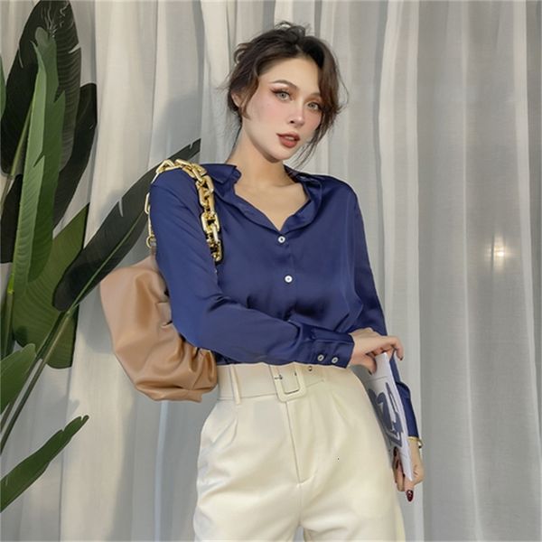 

2021 autumn solid new all-match show white shirts elegant casual vintage sleeveless sleeves nuyl