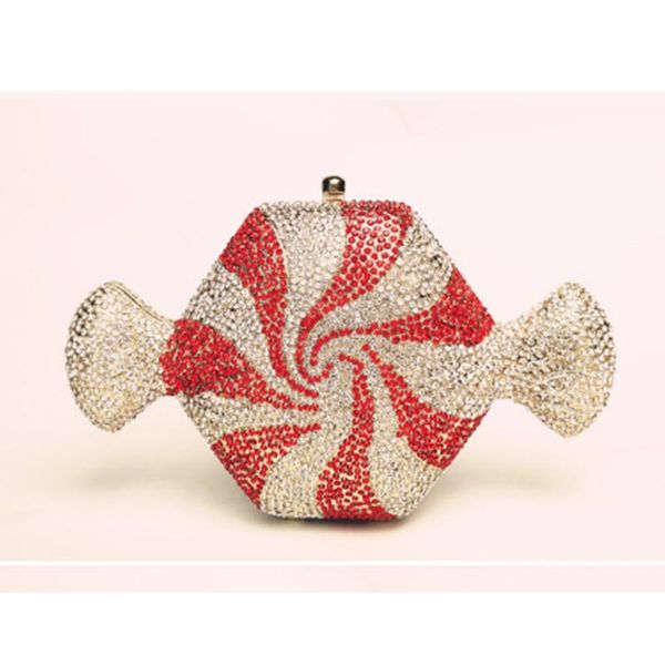 

red white crystal diamond women evening clutch purse hollow out wedding messenger bag metal clutches bridal rhinestones handbag