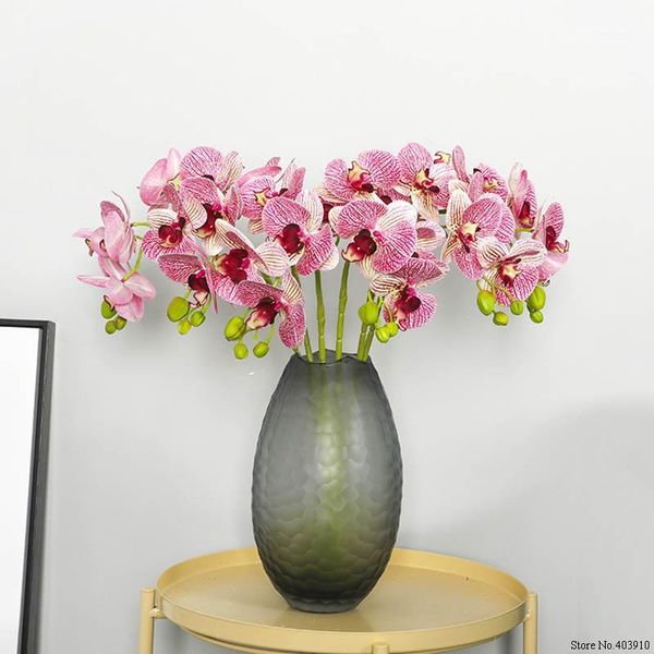 

real touch artificial 5 head/branch butterfly orchid office home christmas wedding decor pu artificial flower display pot orchid1