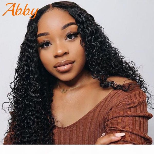 

4x4 closure wigs human hair water wave lace closure wig for women 150% density remy abby hair hair wig 8-26 inches, Black