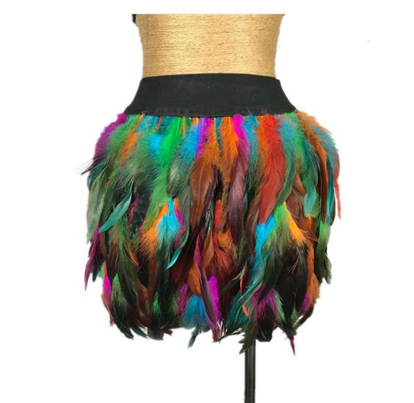

feather ds show jazz dance stage dress irregular skirt, Black;gray