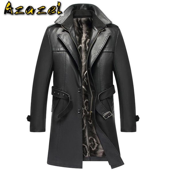 

simple fashion sheepskin windbreaker mens real leather jacket and coats plus size 4xl men velvet padded winter trench coat brand, Tan;black