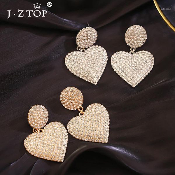 

dangle & chandelier jzbrand ladies shiny heart drop earrings for women gold silver rhinestone pendientes mujer moda 20211
