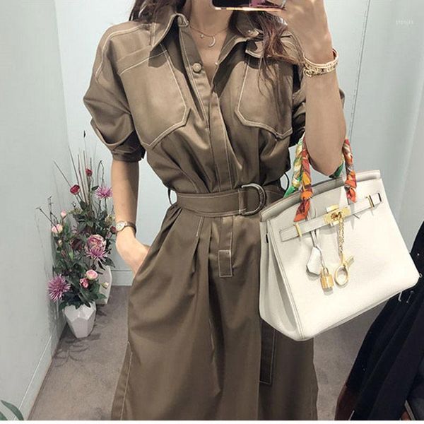 

ewq] autumn winter belt vestidos women dress fashion clothes spring models 2020 fashion windbreaker dress office ladies khaki1, Black;gray