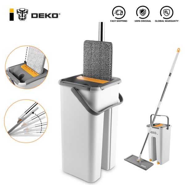 

deko magic mop hand household automatic spin home kitchen wooden floor cleaning microfiber pads floor mop with bucket