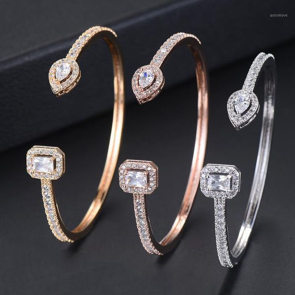 

trendy slim bracelet women aperture bracelet cubic zirconia inlaid bracelets & bangles acero inoxidable joyeria mujer1, Black