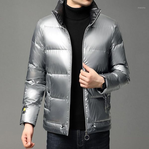 

2020 brand casual fashion parka men 90% duck down jacket winter new windbreaker puffer jacket shiny bubble coats mens clothing1, Black