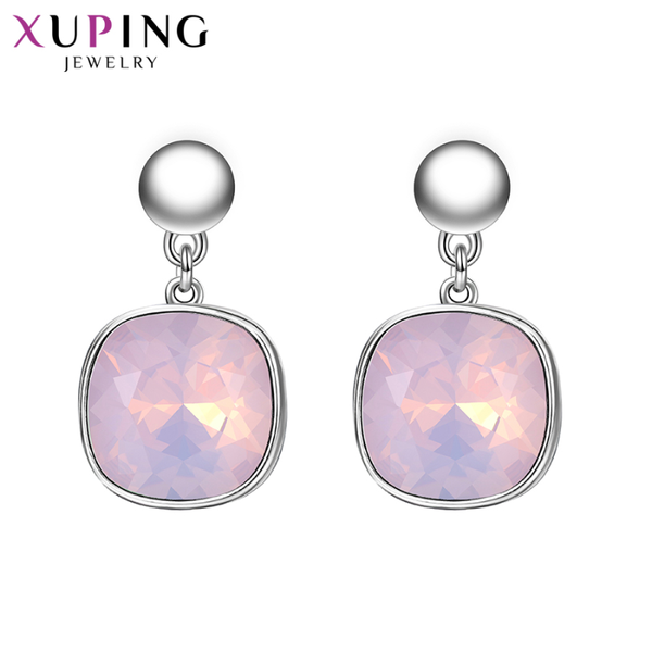 

xuping square earrings crystals luxury vintage style jewellery women girl valentine's day gifts m94-20493, Silver