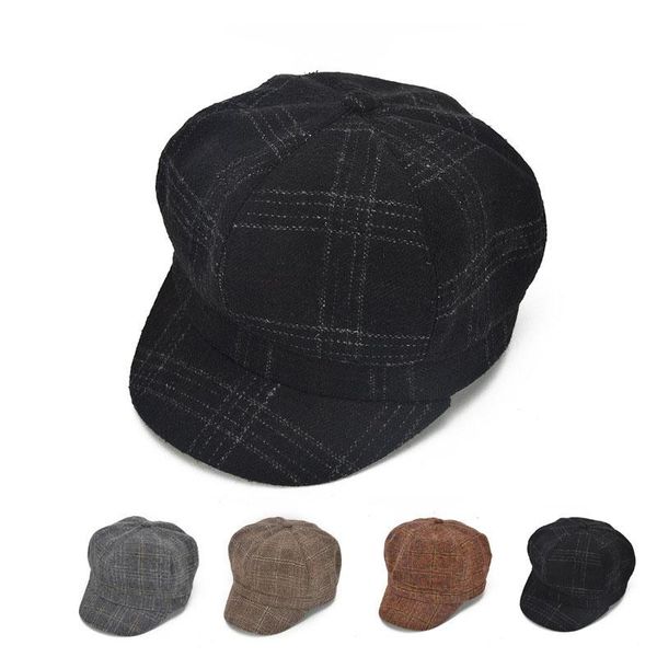 

2021 new plaid beret hat classic retro newsboy hats men and women universal cap outdoor leisure sports sun caps dad hats, Blue;gray