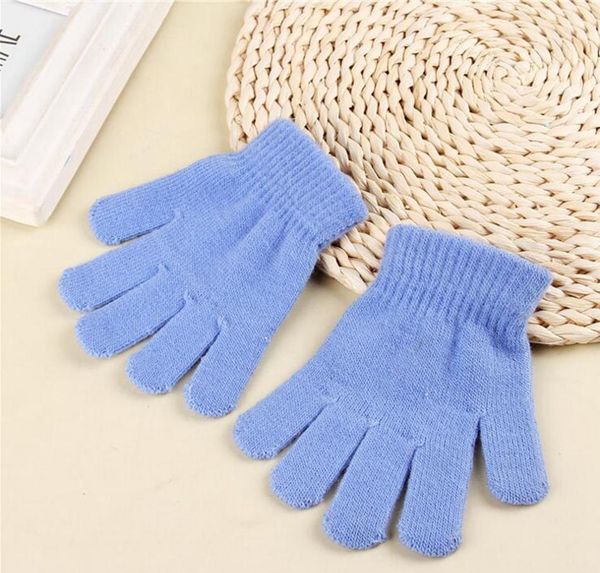 

solid color winter gloves knitted warm full finger mittens children candy color gloves cute student glove 9 colors 2 jllpco home003, Blue;gray