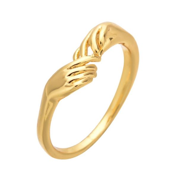 

1pc new design hugging hands rings for lover smooth jewellery knuckle rings for women party wedding girls, Golden;silver
