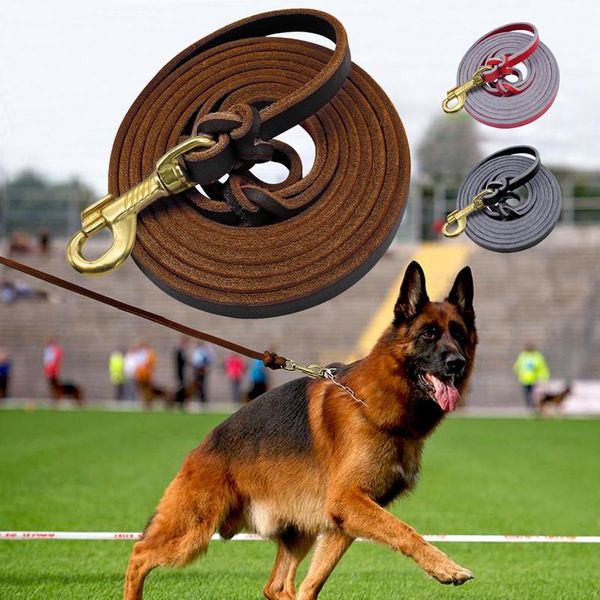 

dog leash leather pet walking training dog lead running leashes belt for medium large dogs german shepherd k9 1.5m/2 bbycdm
