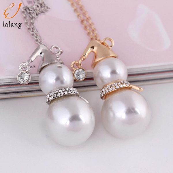 

pendant necklaces statement chain pendants cute snowmen choker necklace bijoux female chirstmas gift for women, Silver