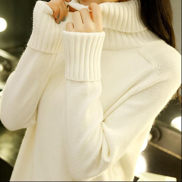 

2021 new autumn winter women turtleneck sweater and pullover long sleeve knitted sweaters jumper basic female casual r1064, White;black