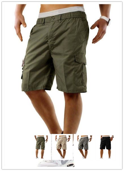 

casual sports hip-hop style men's military multi-pocket shorts, White;black