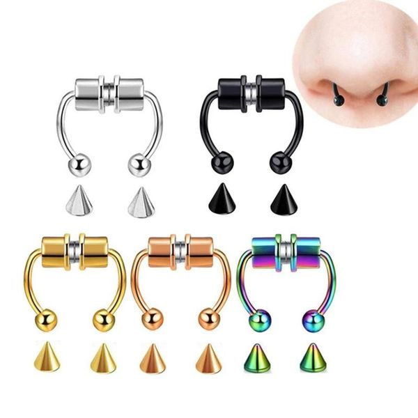 

2022 magnet nasal septum piercing false nose alloy hoop septum ring for men and women fashion accessories, Silver