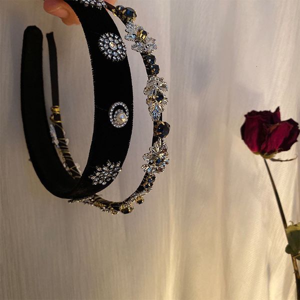 

li zhien iu same style korean velvet full diamond black wash face hair band female headband hairpin pressing hair simple and versatile