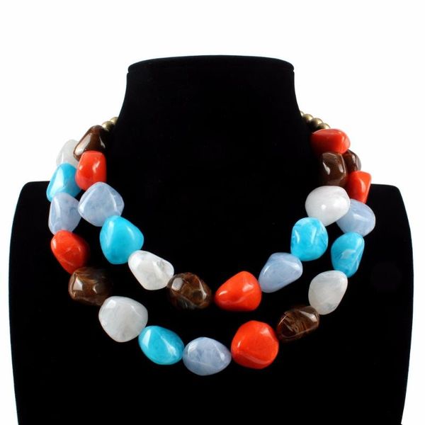 

american and european foreign trade exaggeration necklace unusual shape imitate stone necklace female short, Golden;silver