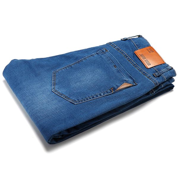 

business waistline slim jeans fashion casual straight cotton elastic big size brand men jean men's clothing zipper jeans 201117, Blue