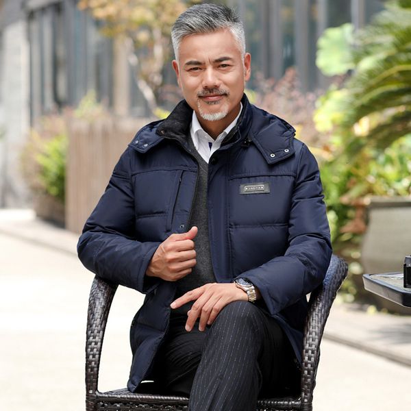 

winter down jacket for middle-aged and old men, Black;brown