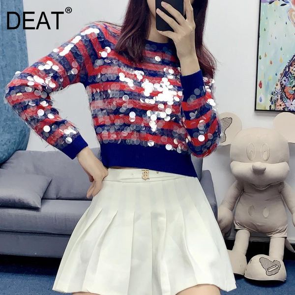 

дираж] тонкий блесток с длинным рукавом маленький аромат вязаный свитер женщины о-шеи воротник с короткими пуловер повседневная 2021 весна, White;black