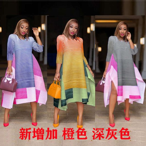 

striped ys218 new printing women's positioning irregular dress, Black;gray