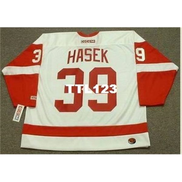 

121 #39 dominik hasek detroit red wings 2002 ccm tk home hockey jersey or custom any name or number retro jersey, Black