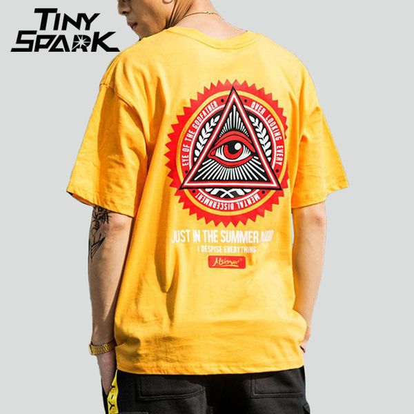 Geometria Triangolo Occhio Magliette Hip Hop degli uomini T-Shirt Padrino Stampato Cotone Casuale Supera i t Nuovo 2020 Estate Streetwear Tshirt LJ200827