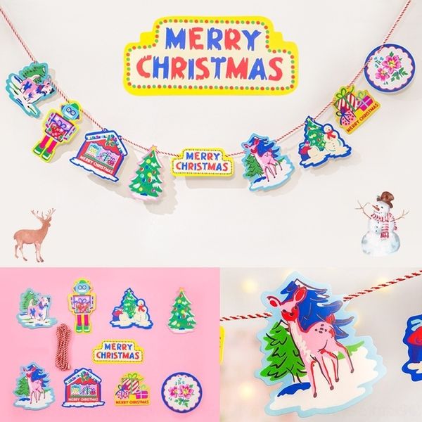 

did1q christmas flag paper colored cartoon decoration color color flower qt3079 decoration party christmas flag party 7oiat