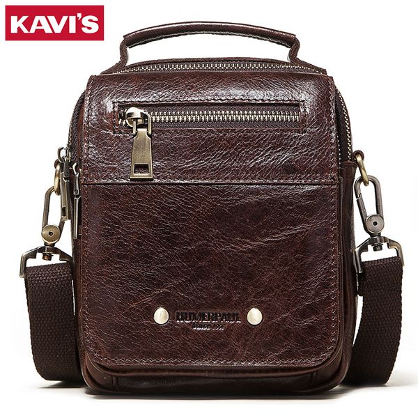 

kavis genuine cow leather mens bag quality shoulder messenger bags travel crossbody small flap bag simple fashion handbag new