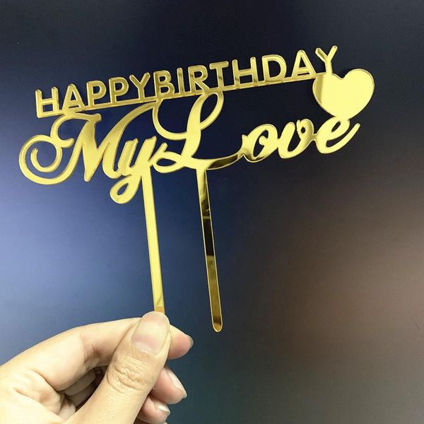

my love happy birthday cake er acrylic pink gold cupcake er for baby shower lover kids birthday party cake decorations