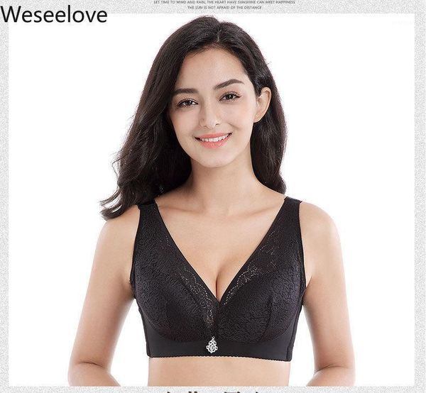 

gather big bra push up bra plus size 120cde lingerie woman adjustable without rims vest type sports soutien gorge femme e1021, Red;black