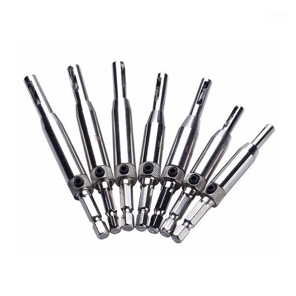 

4/7pcs hss self centering hinge drill bit sets hole puncher hinge tapper door cabinet woodworking hole guides hardware1