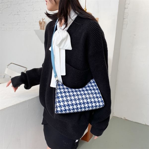 

fashion houndstooth crossbody bag purse women pu leather plaid pattern hobo