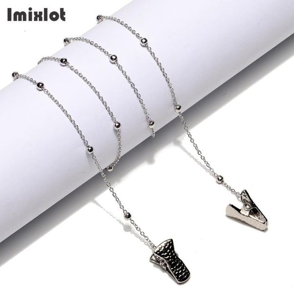 

chic gold silver eyeglass chain with clamps women metal sunglasses cords lanyard necklace beaded glasses chain eyewear retainer