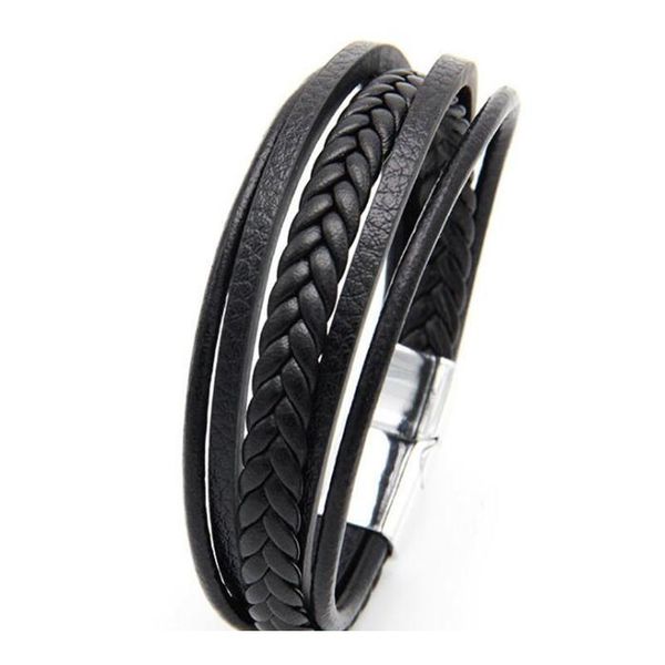 

zoshi new design multi-layers handmade braided genuine leather bracelet & bangle for men stainless steel fashion bangl bbyfge, Golden;silver