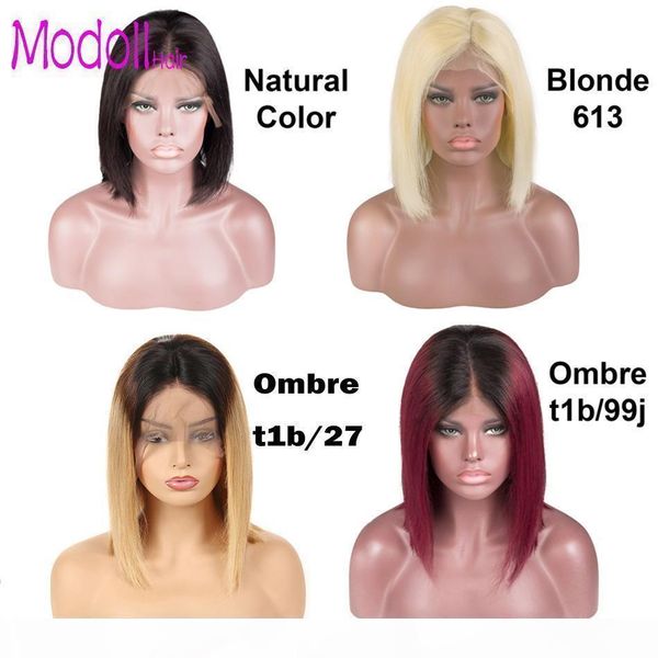 

613 blonde lace wig human hair short lace front human hair bob ombre wigs for women 150% density perruques de cheveux humains dhgate, Black;brown